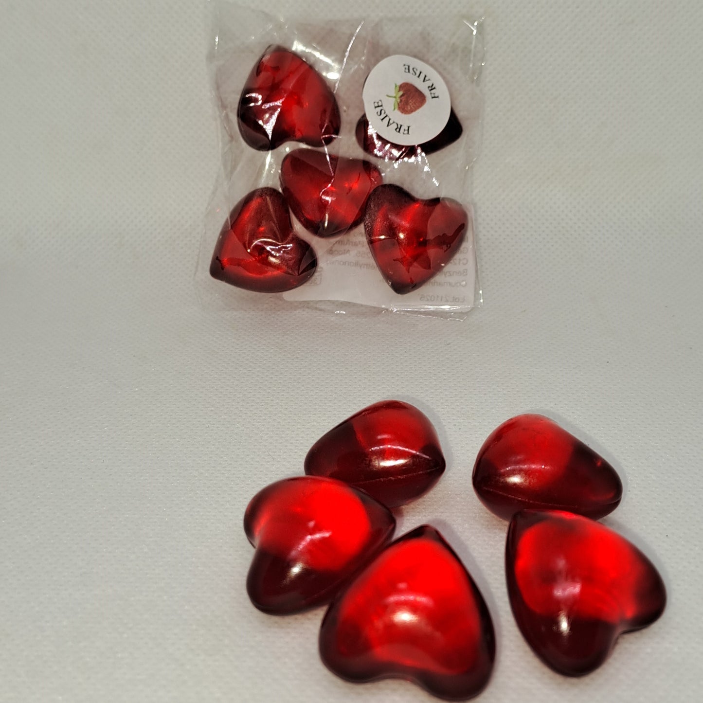 Perle de bain cœur FRAISE par 5