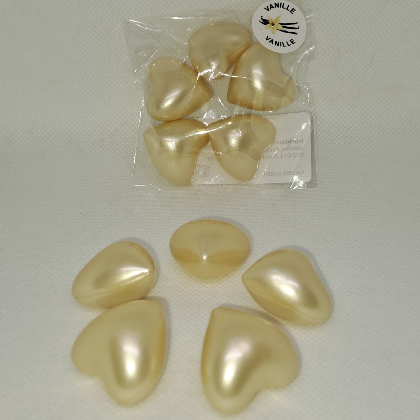 Perle de bain cœur VANILLE par 5