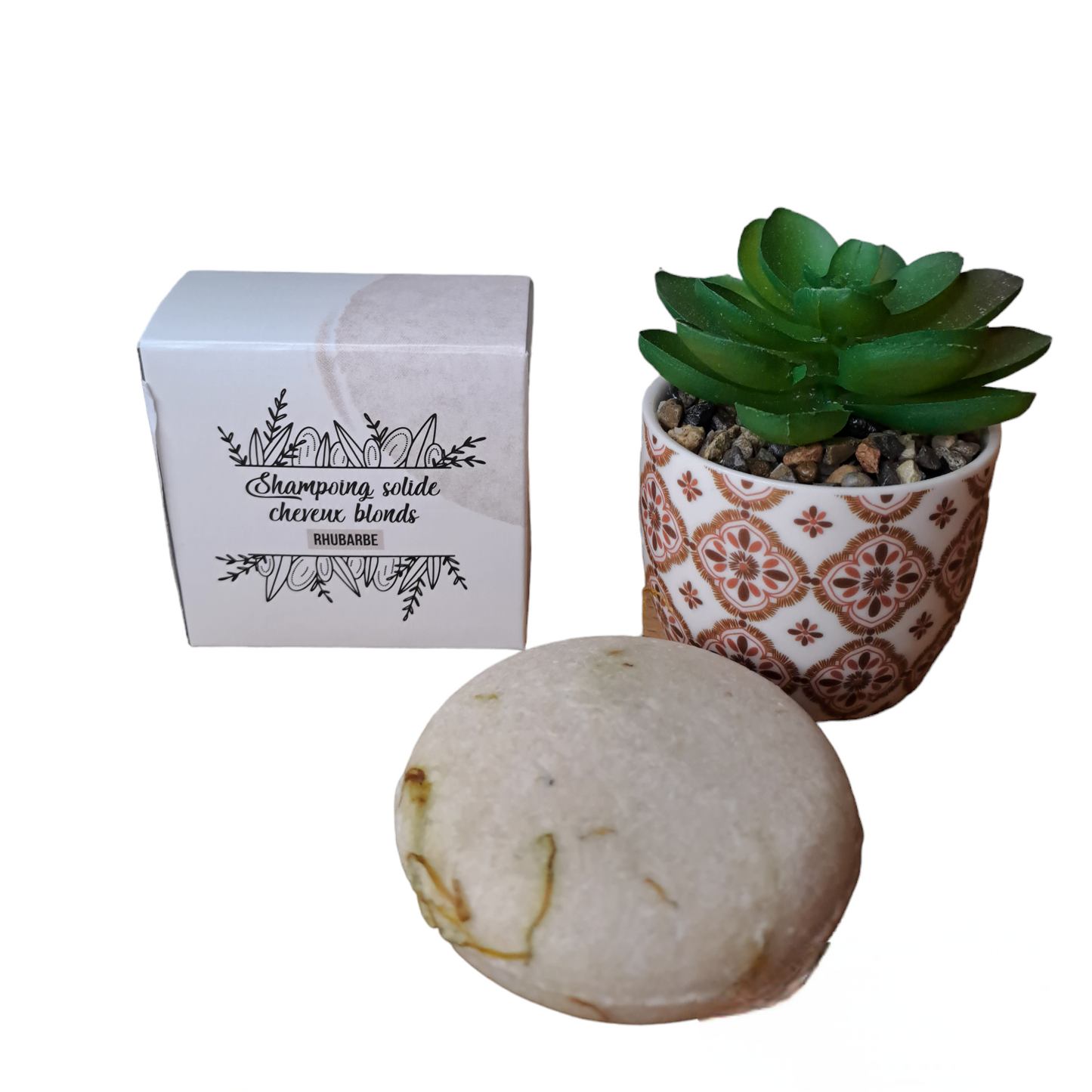 Shampoing solide pour cheveux Blonds parfum RHUBARBE