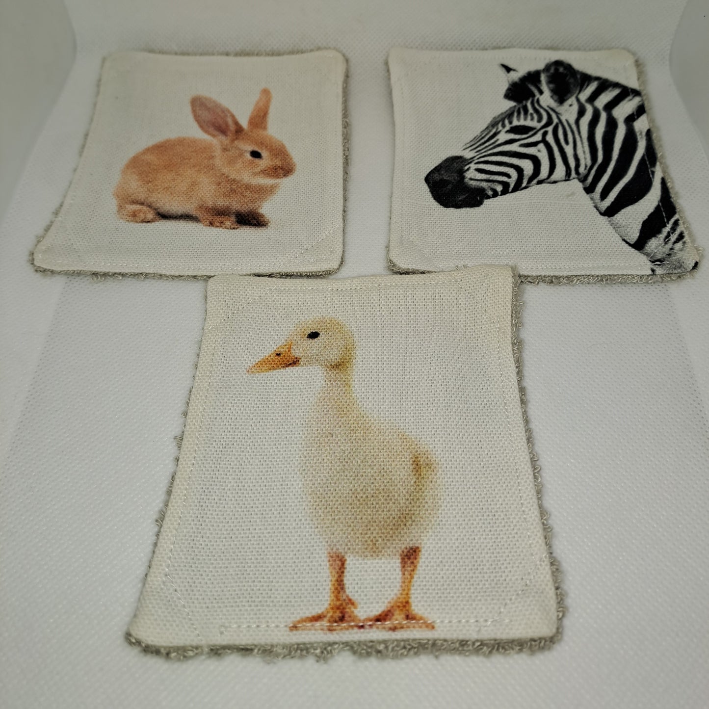 Lingettes lavables 9x10 cm en coton et éponge de bambou FAIT MAIN Lot de 9