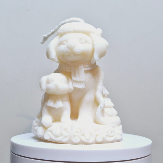 BOUGIE CHIEN DEVANT SAPIN