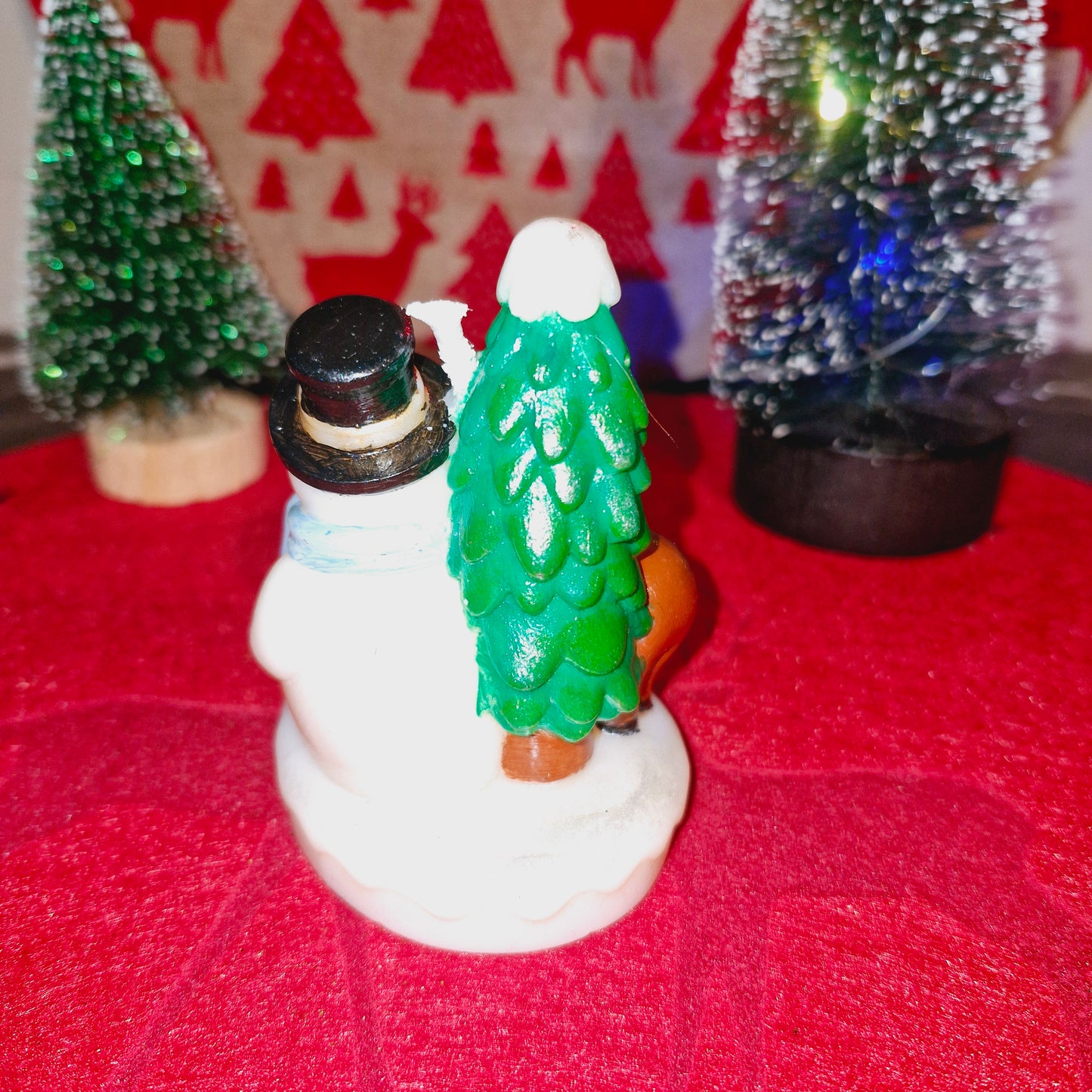 BOUGIE BONHOMME DE NEIGE AVEC RENNE